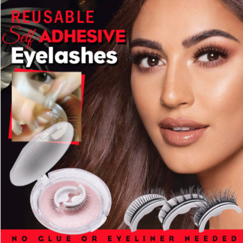 Reusable 3D Mink Lashes Natural False Eyelashes Self Adhesive Fake
