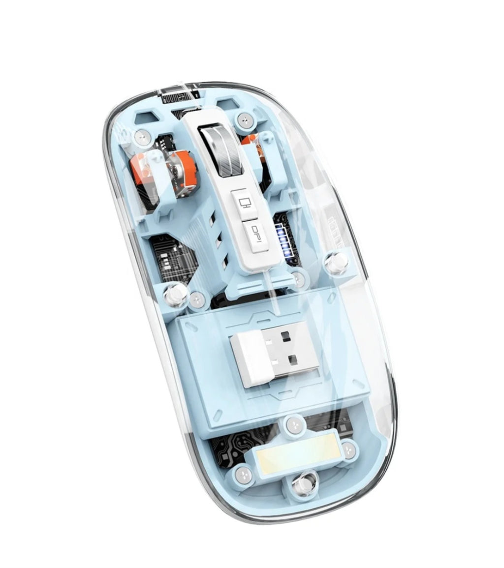 Transparent Wireless Mouse - Dual Mode BT5.1/2.4G Rechargeable