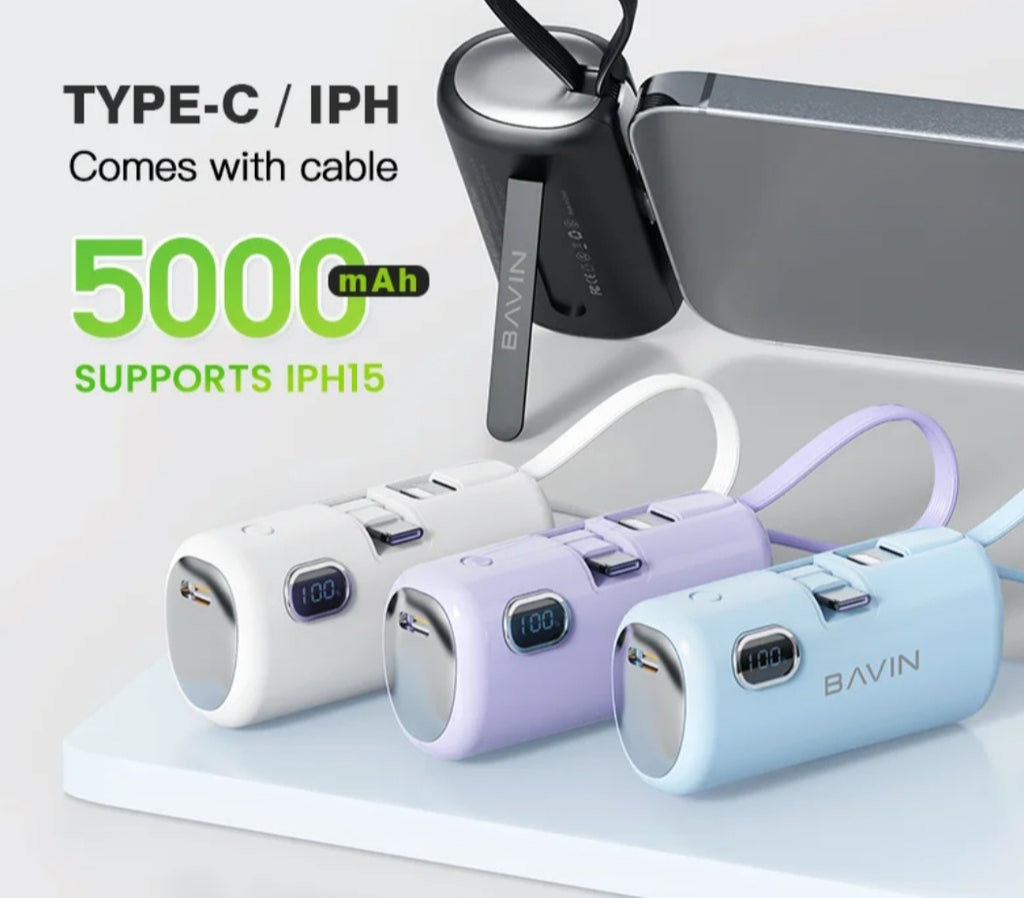 5000 Mini Power Bank With Type C Adapter