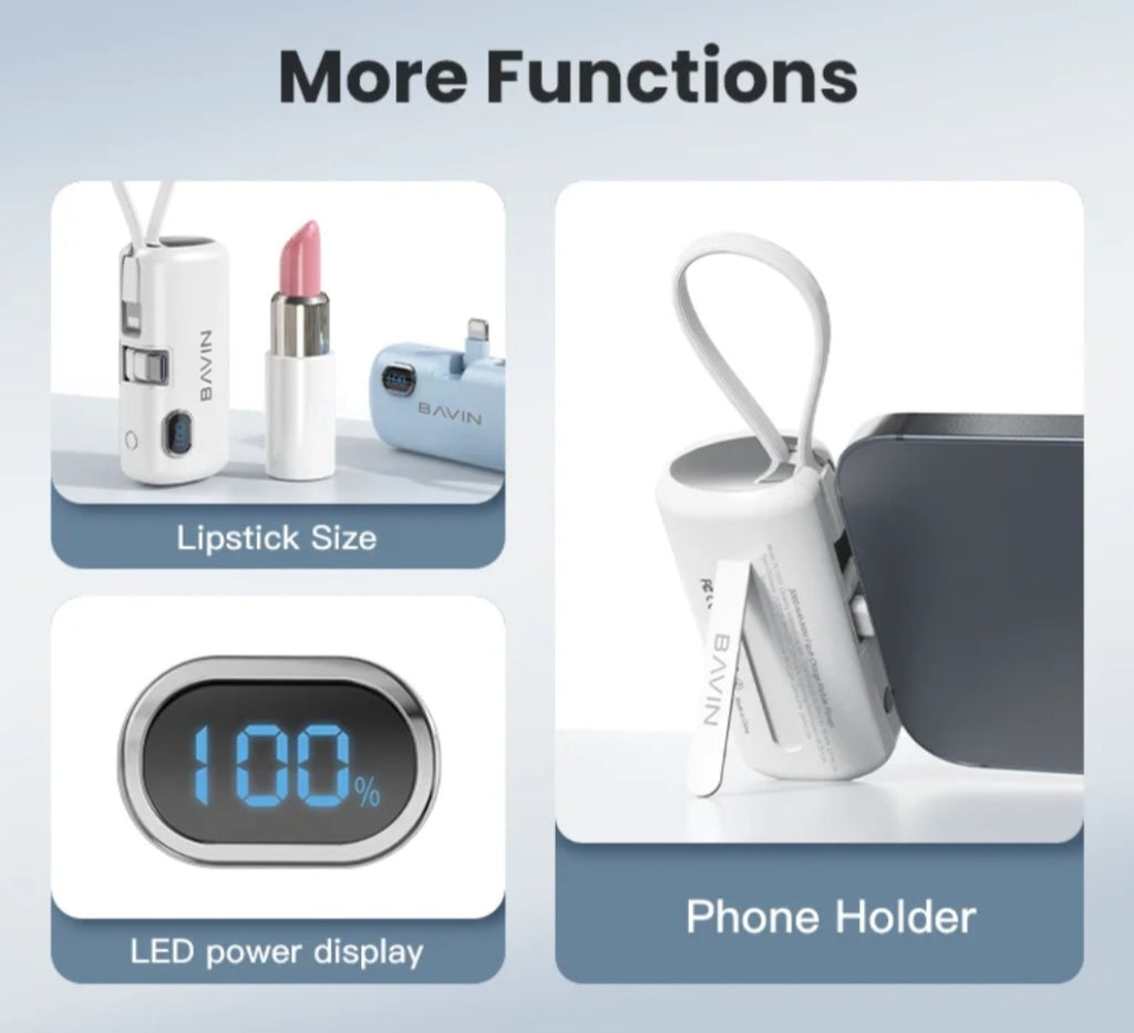 5000 Mini Power Bank With Type C Adapter