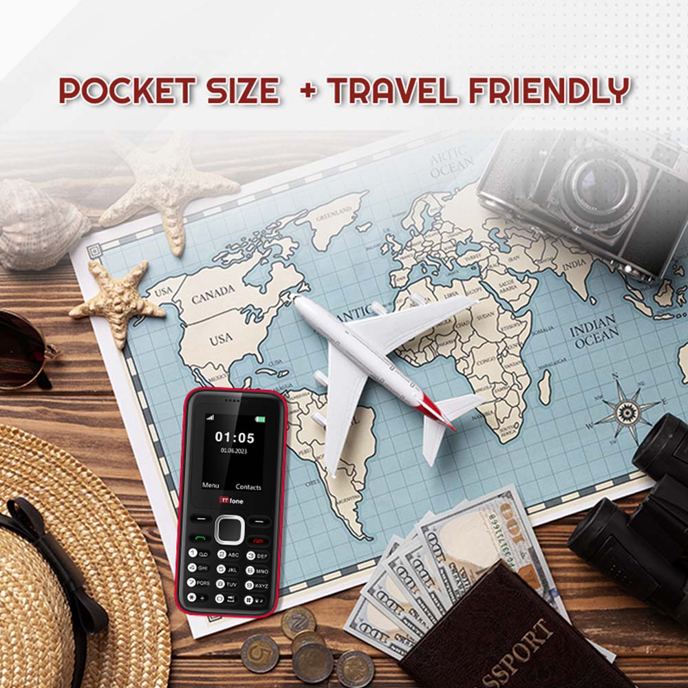 Returned Resale - TTfone TT150 Red Dual SIM Mobile with Mains Charger, O2 Pay As You Go