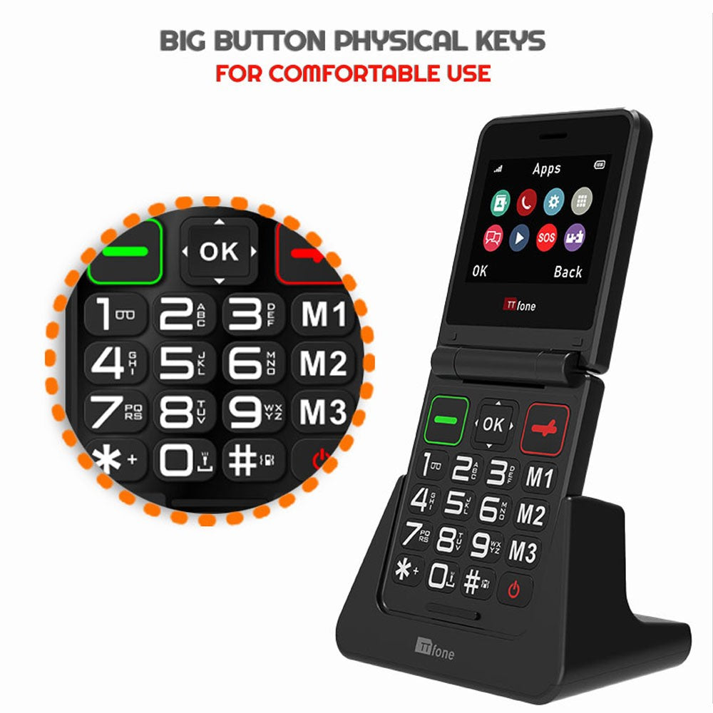 Returned Resale - TT660 Flip Mobile with Type-C Mains Charger, O2 SIM