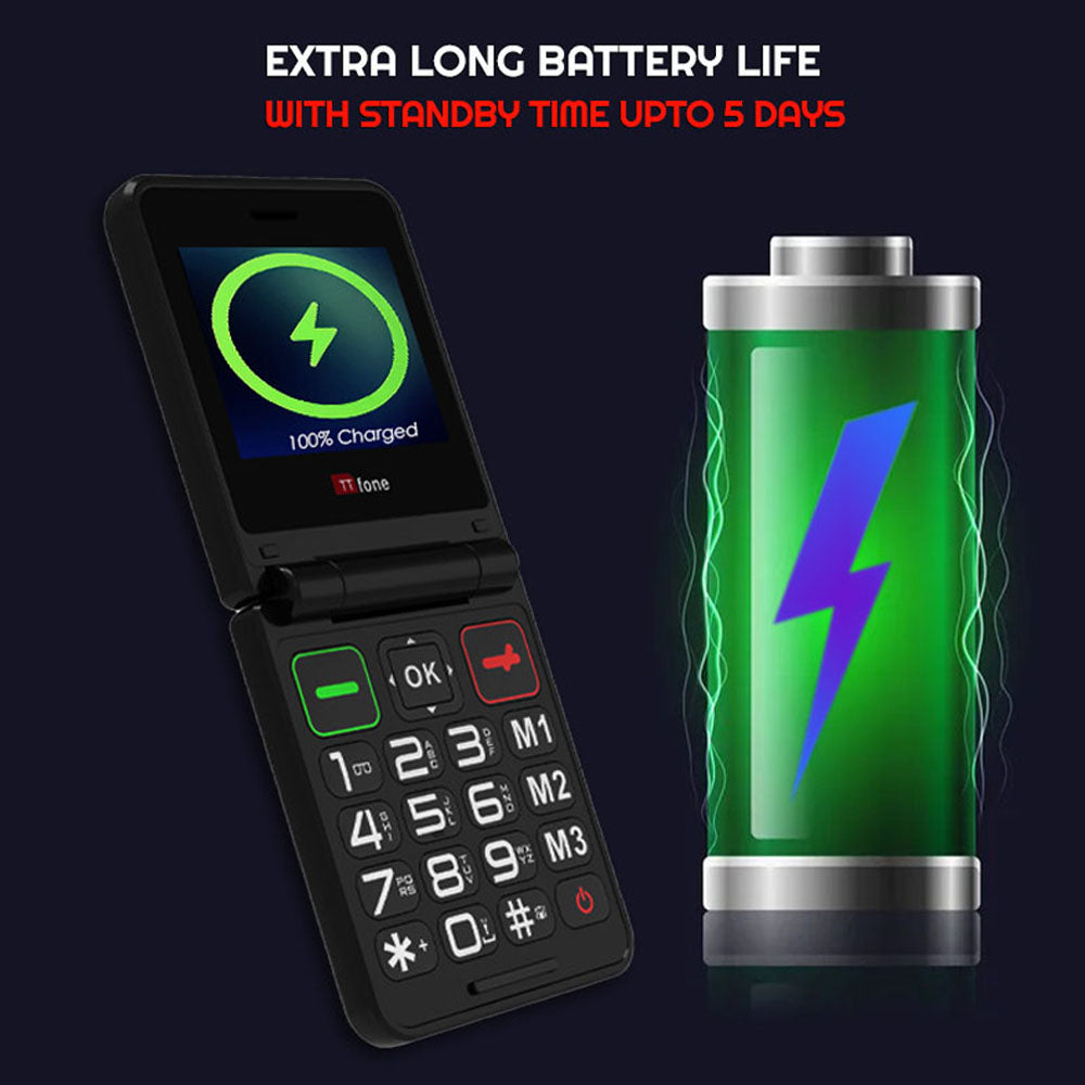 Returned Resale - TT660 Flip Mobile with Type-C Mains Charger, O2 SIM
