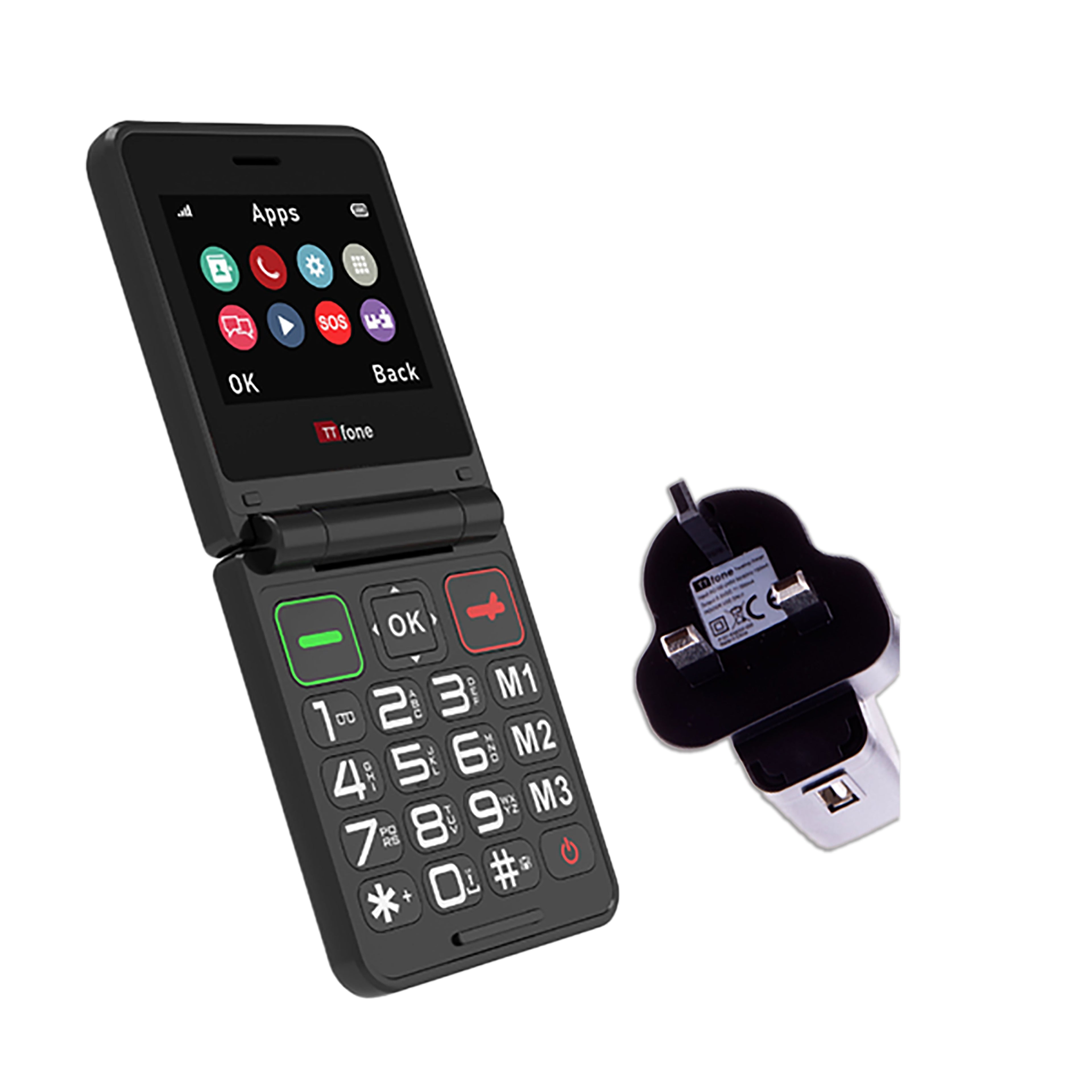 Returned Resale - TT660 Flip Mobile with Type-C Mains Charger, O2 SIM