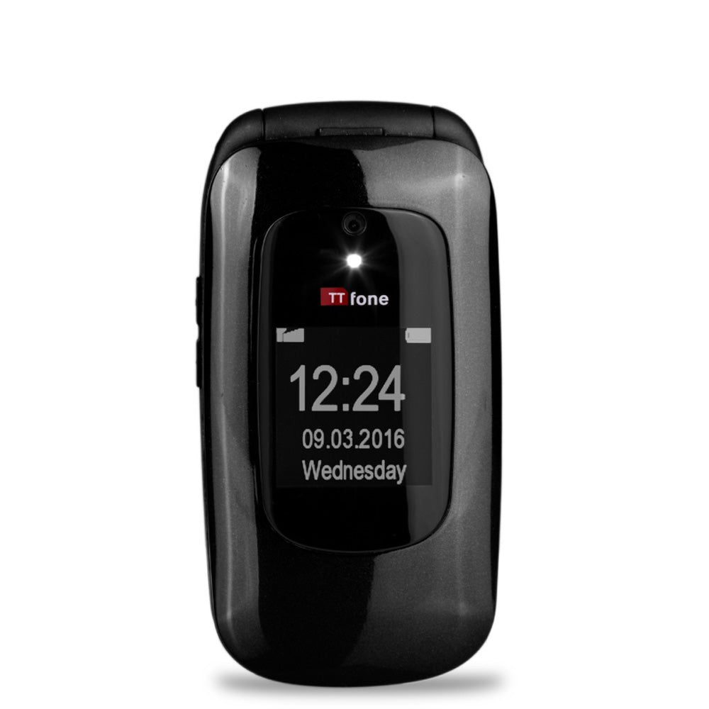 TTfone Lunar TT750 Black Flip Big Button Easy Menu Mobile with EE Pay As You Go SIM