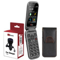 Bundle offer for TTfone TT970 4G WhatsApp Flip Big Button Senior Mobile with Nylon Holster Case (TTCB9) and Car Charger (TTCC), EE Pay As You Go