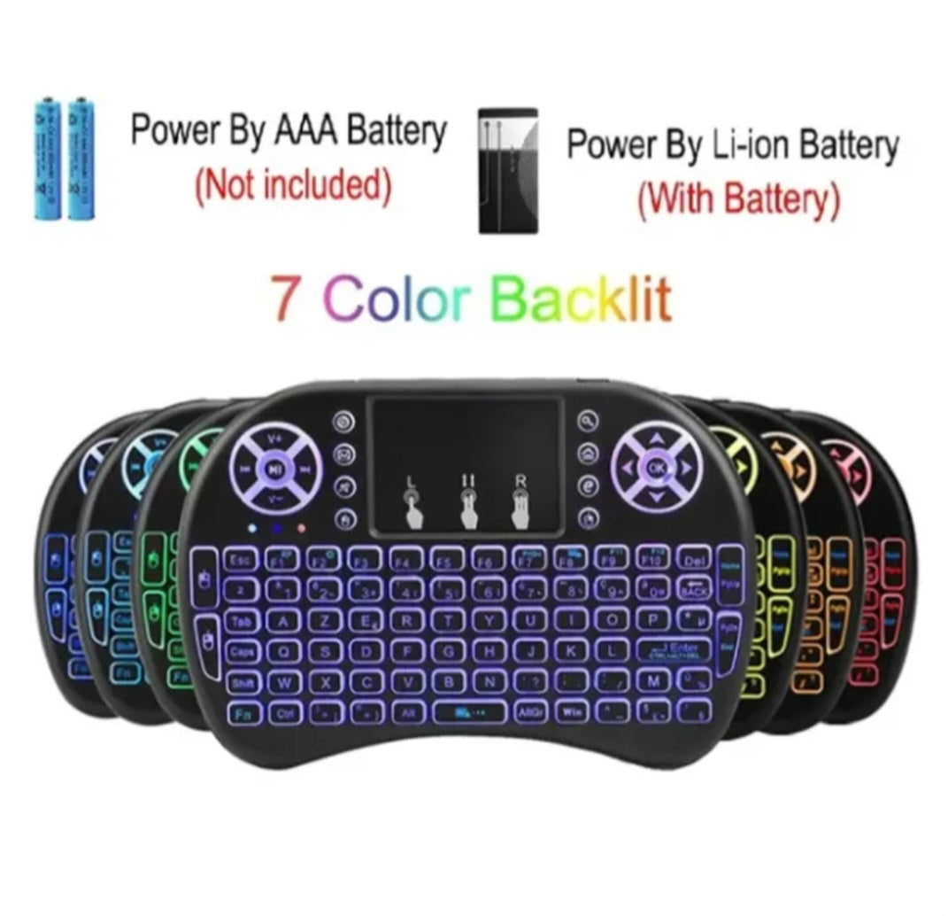 18 Backlit Mini Keyboard - Rechargeable Wireless Air Mouse with Arabic Russian Keyboard for Android TV Box