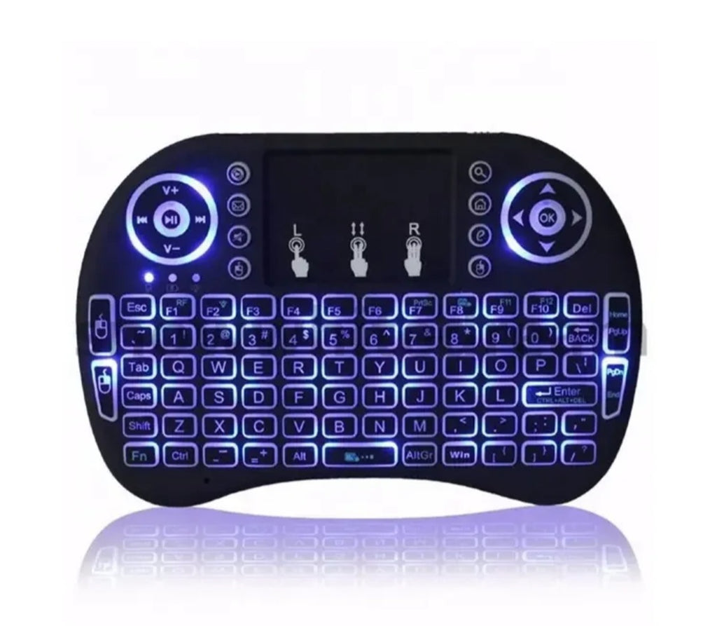 18 Backlit Mini Keyboard - Rechargeable Wireless Air Mouse with Arabic Russian Keyboard for Android TV Box