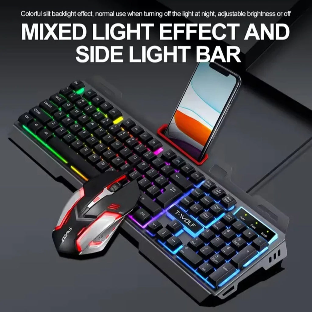 87-Key RGB Rechargeable Wireless Ergonomic Gaming Set Keyboard Combo