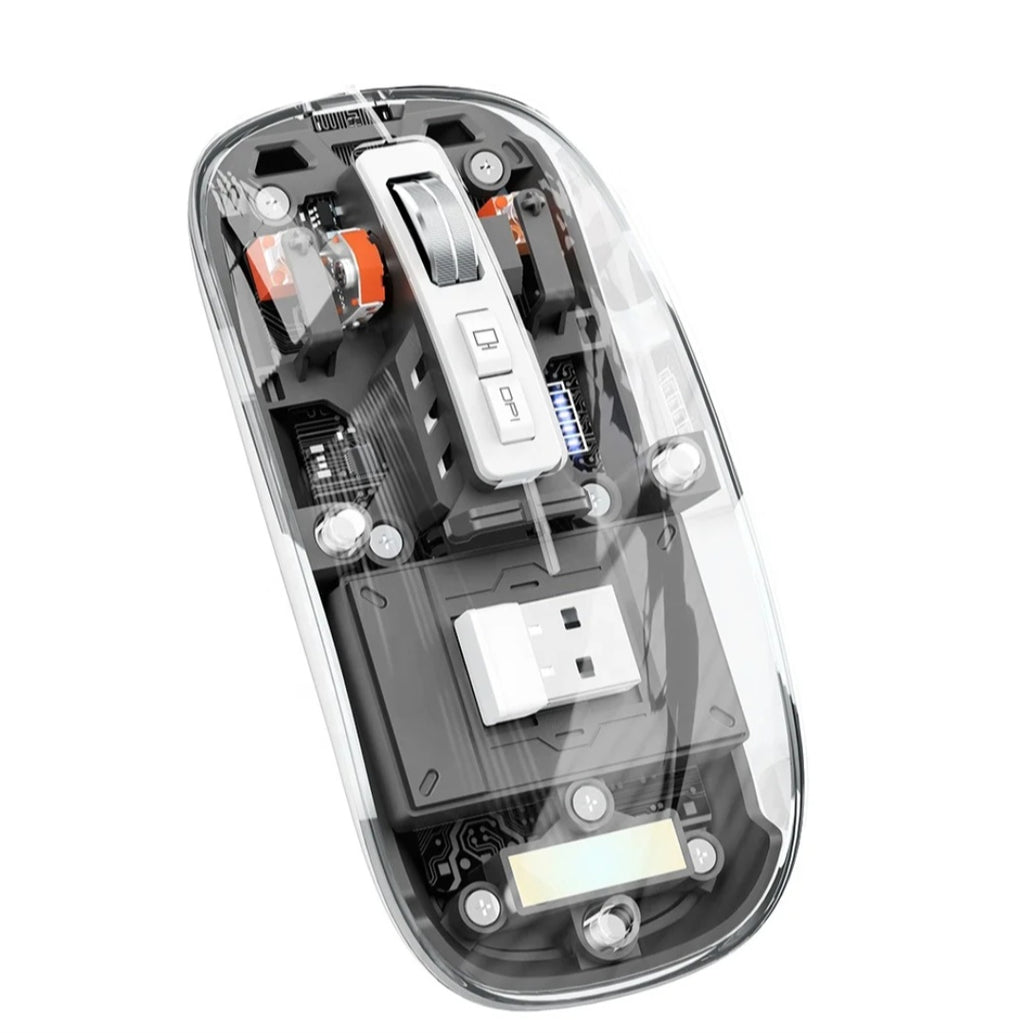 Transparent Wireless Mouse - Dual Mode BT5.1/2.4G Rechargeable
