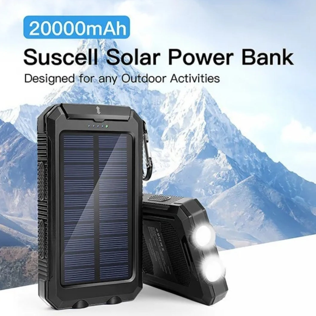 20000mAh Solar Power Bank - Waterproof with Compass 10W
