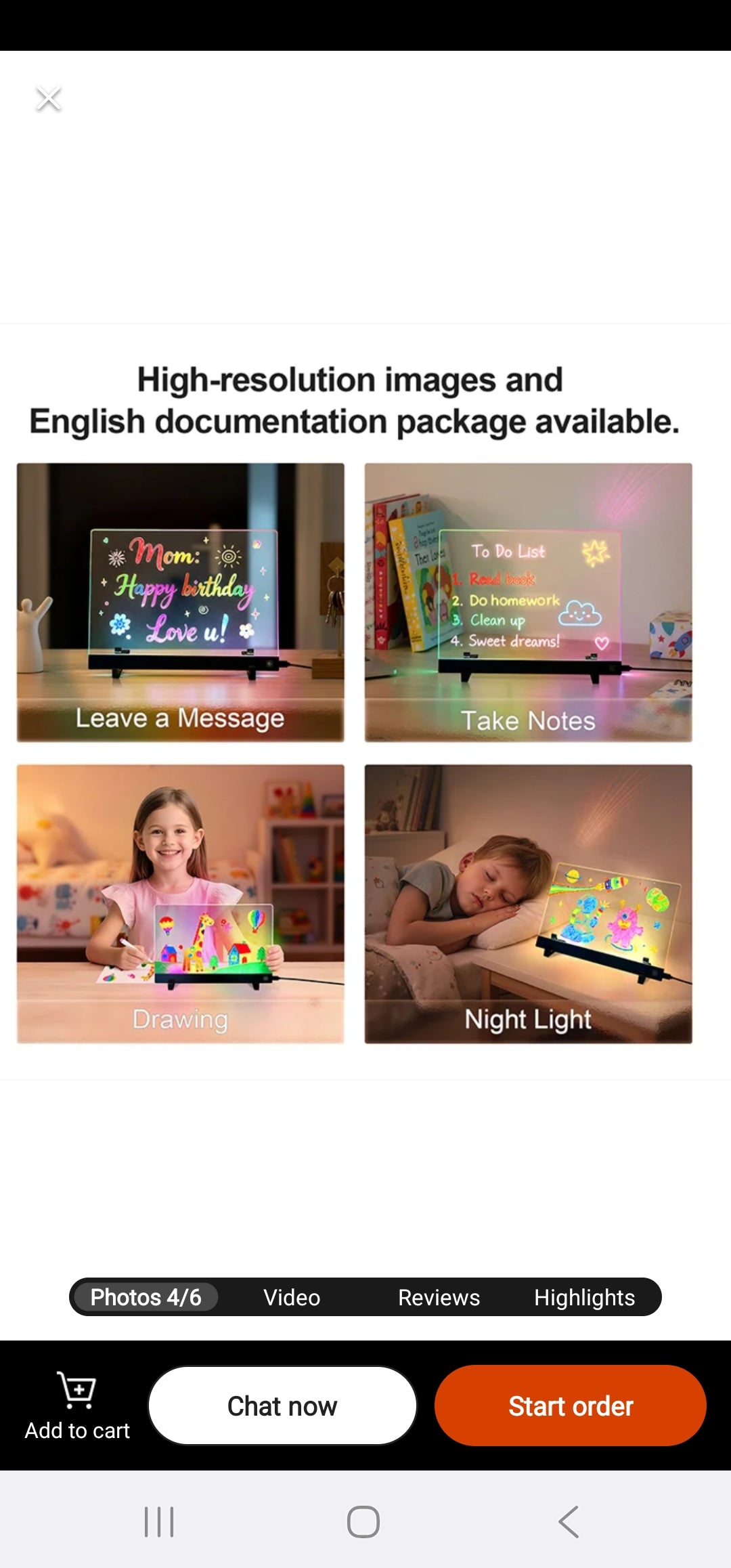 Magical Glowing Kids LED Drawing Board - Luminous Creative Acrylic Message Board Light Up Writing Board with Night Light