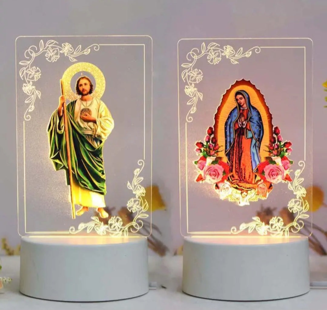 LED Light 3D Acrylic Jesus Virgin Mary Statue - Decorative Baby Decor Favour Gifts Lamp