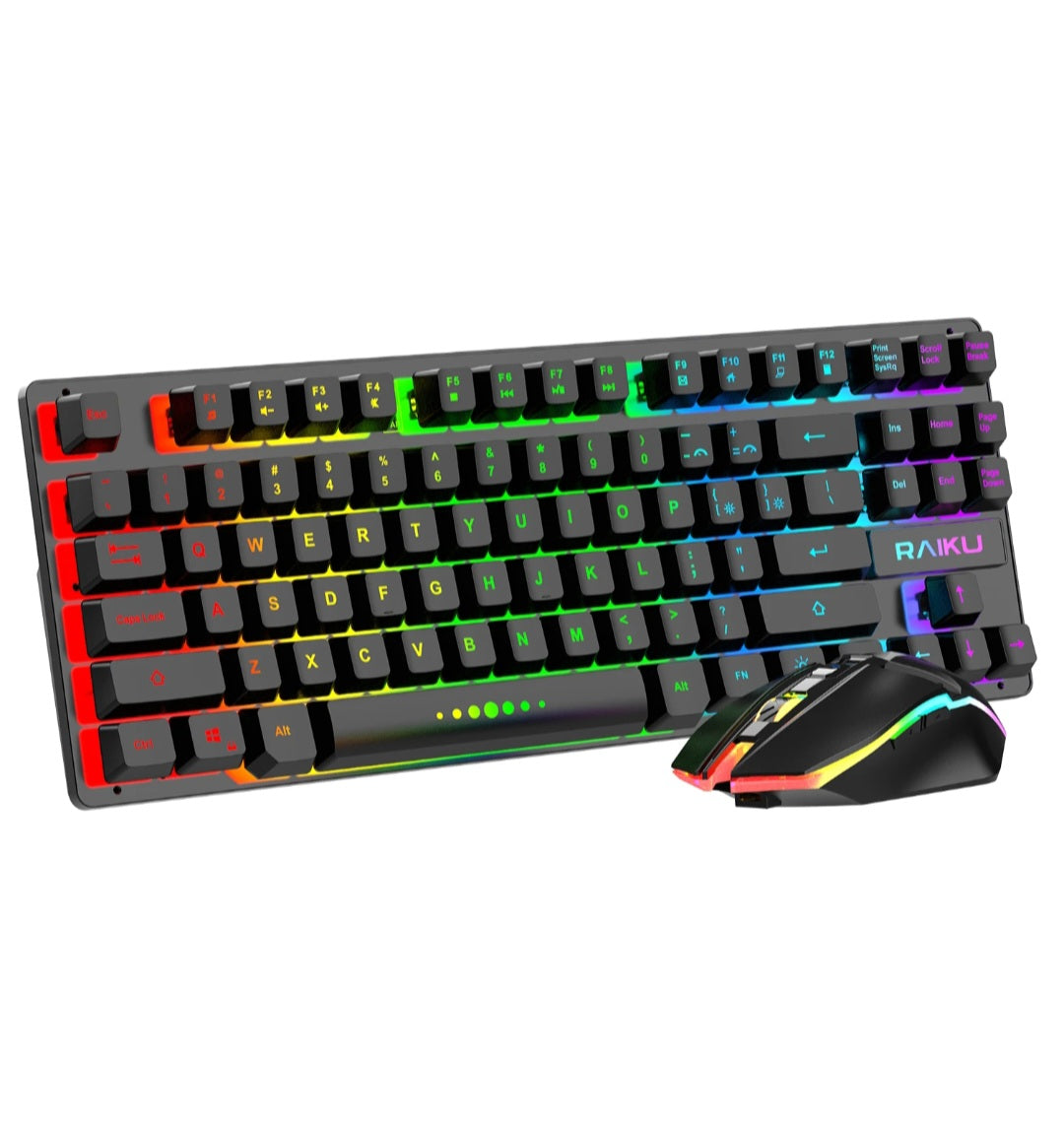 87-Key RGB Rechargeable Wireless Ergonomic Gaming Set Keyboard Combo