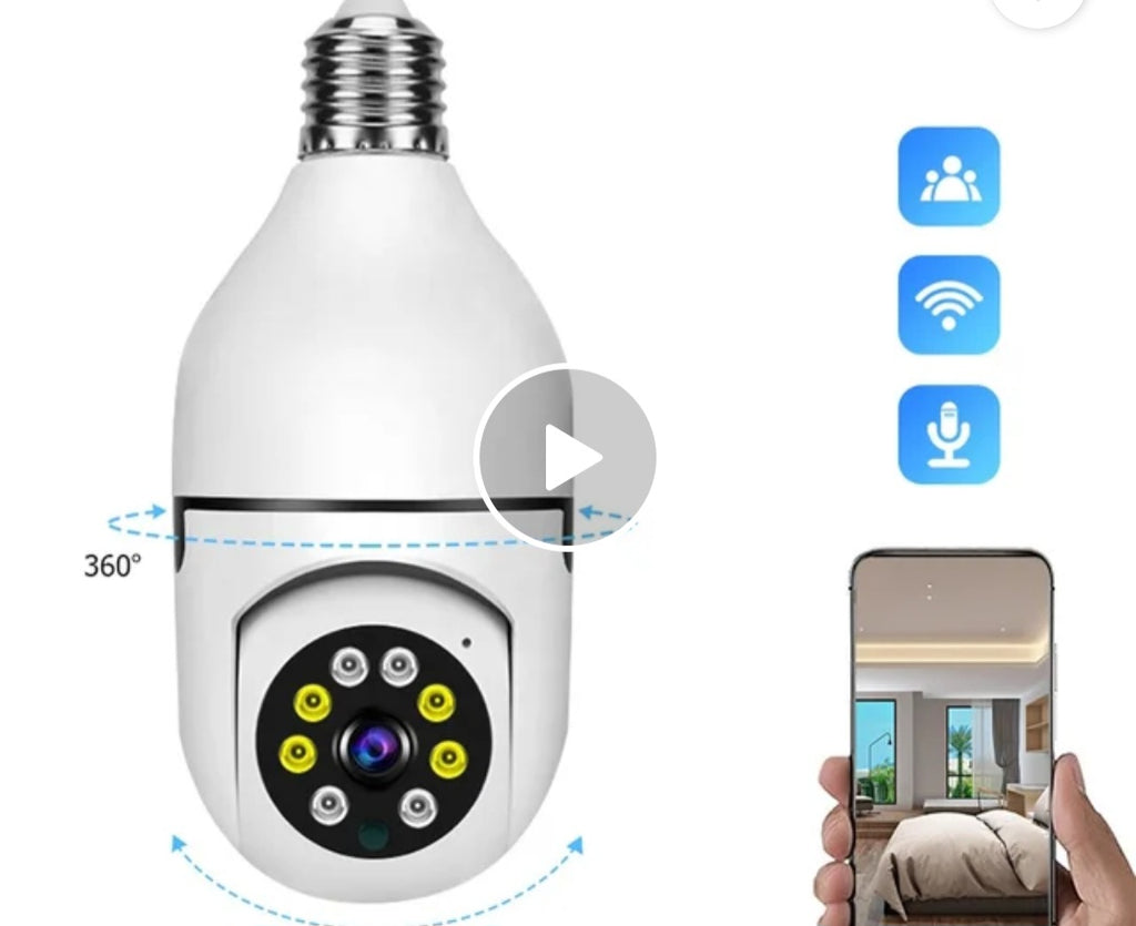 Wireless PTZ Security WiFi Camera with E27 Bulb Camera Motion Auto Tracking 2 Way Audio Spotlight Night Vision Smart Life