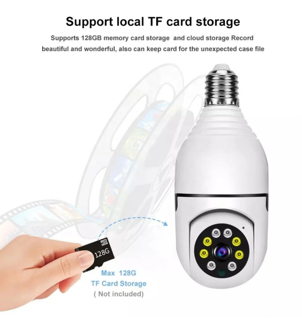 Wireless PTZ Security WiFi Camera with E27 Bulb Camera Motion Auto Tracking 2 Way Audio Spotlight Night Vision Smart Life