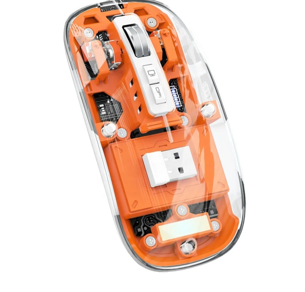Transparent Wireless Mouse - Dual Mode BT5.1/2.4G Rechargeable